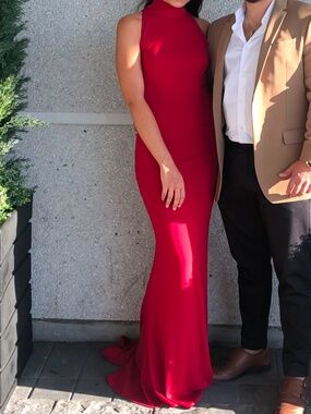 Red gown with side detailing